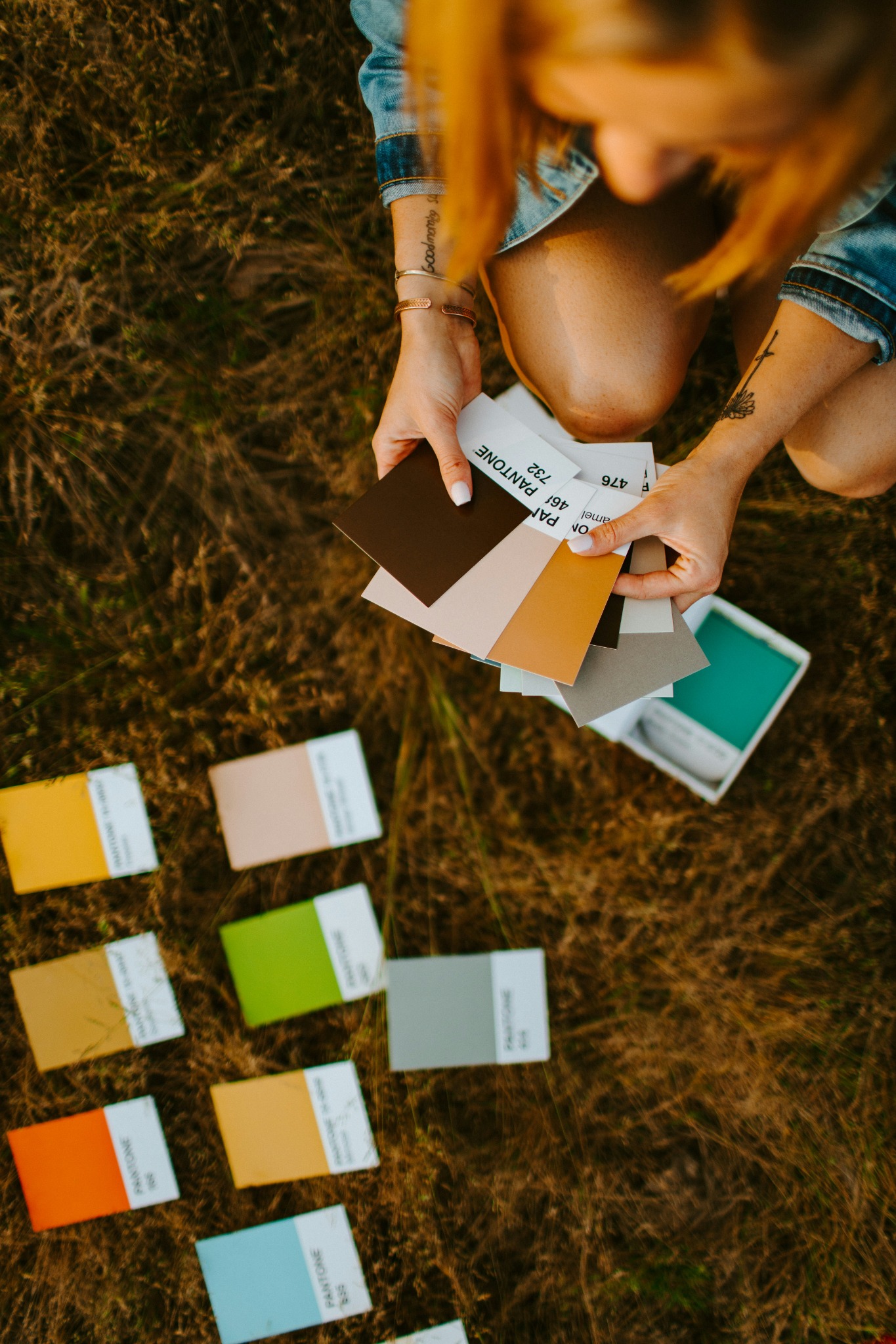 Color swatches outdoors